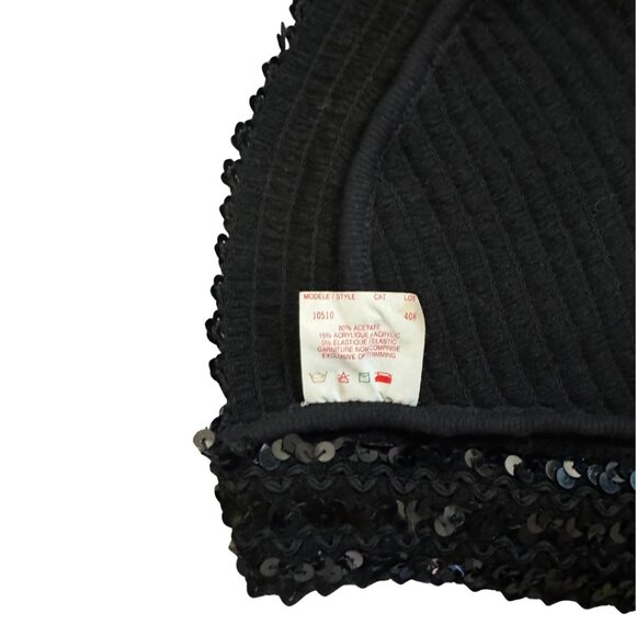 1970s Vintage Black Sequin Bra Top | Size Large - Picture 4 of 7